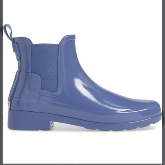 HUNTER - Women’s Chelsea Gloss Boot in Adder Blue US 8 - Picture 1 of 5